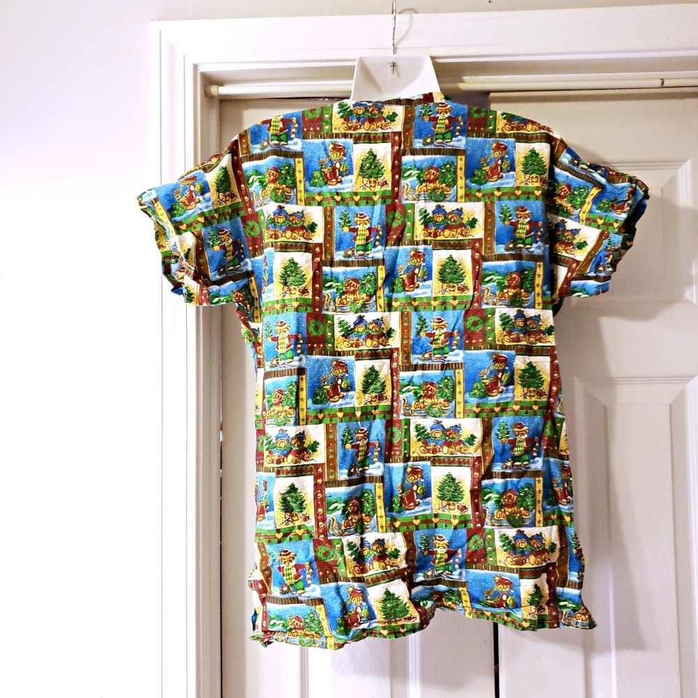 🔥FINAL PRICE🔥NWOT TEDDY BEAR MED SCRUB SHIRT L - Picture 2 of 2